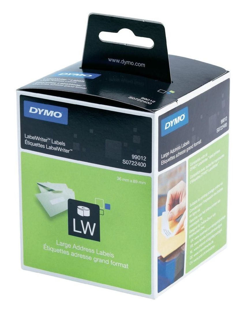 Dymo 99012 Large Address Labels Twin Pack 2 x 260 Adhesive Labels 89mm x 36mm (S0722400)