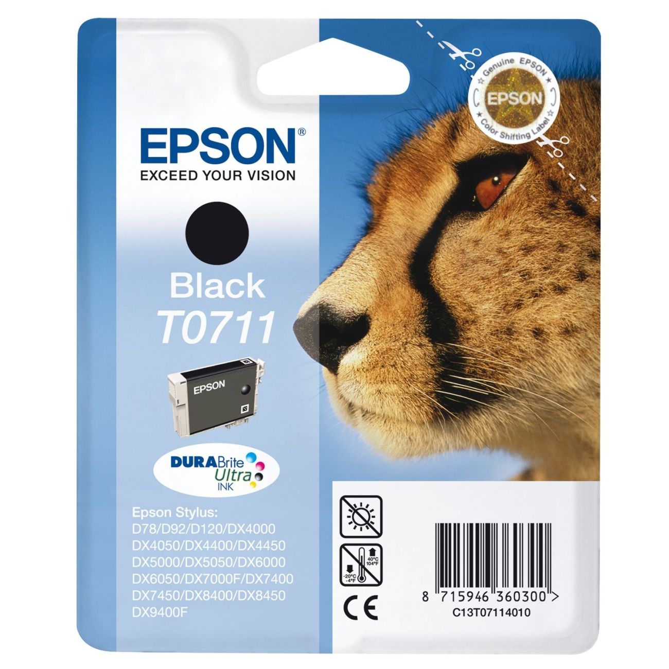 Epson T0711 Black Ink Cartridge - (Cheetah)