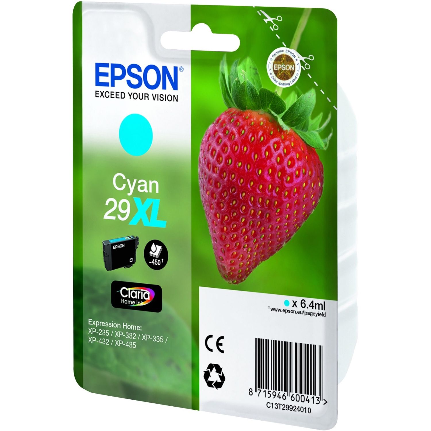 Epson 29XL Cyan High Capacity Ink Cartridge - (T2992 Strawberry)