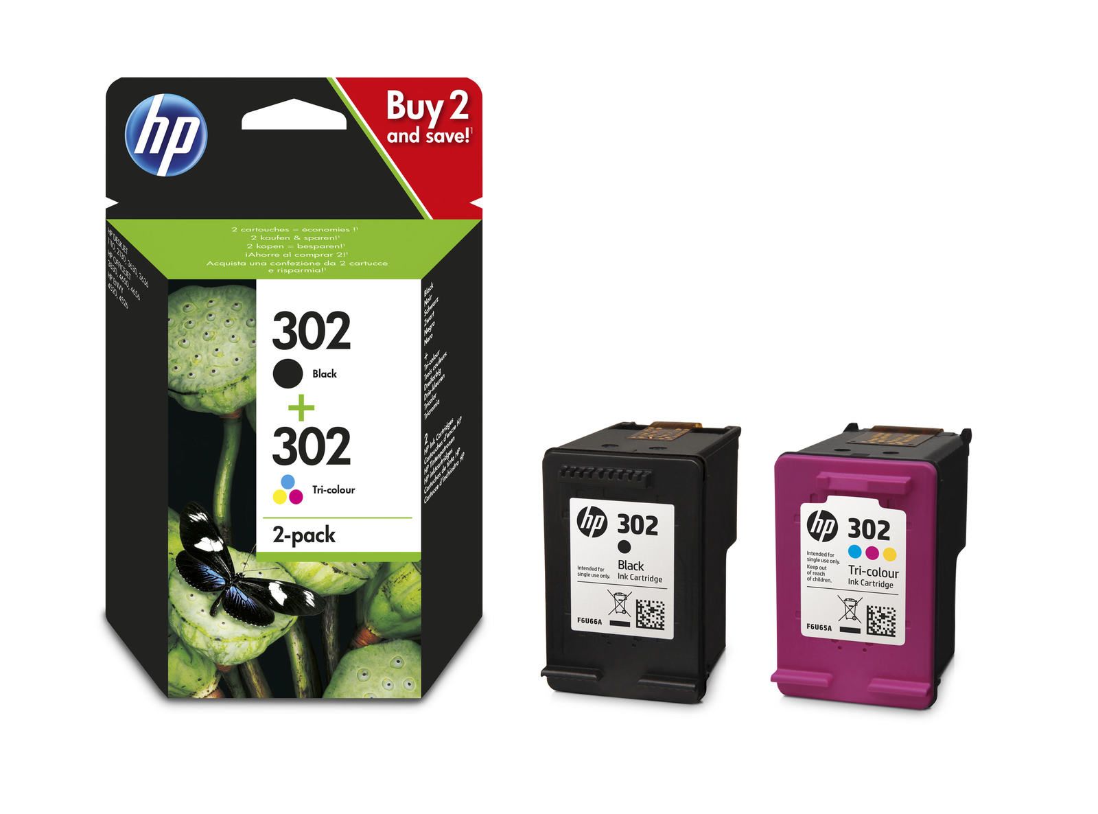 HP 302 Black & Tri-Colour Ink Cartridge Multipack - (X4D37AE)