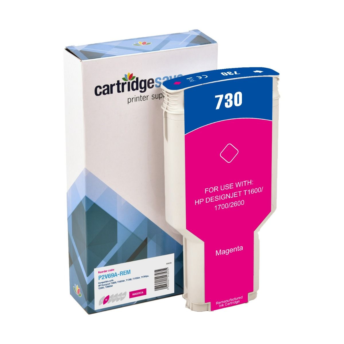 Compatible HP 730 High Capacity Magenta Ink Cartridge - (P2V69A)