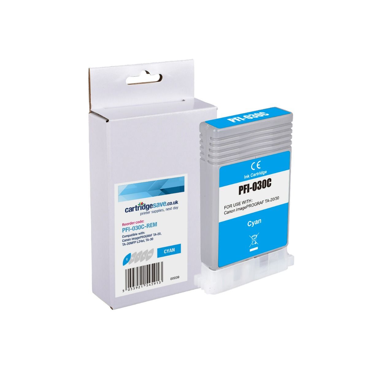 Compatible Canon PFI-030C Cyan Ink Cartridge - (3490C001)