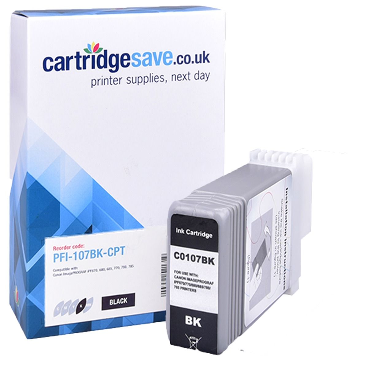 Compatible Canon PFI-107BK Black Ink Cartridge - (6705B001AA)