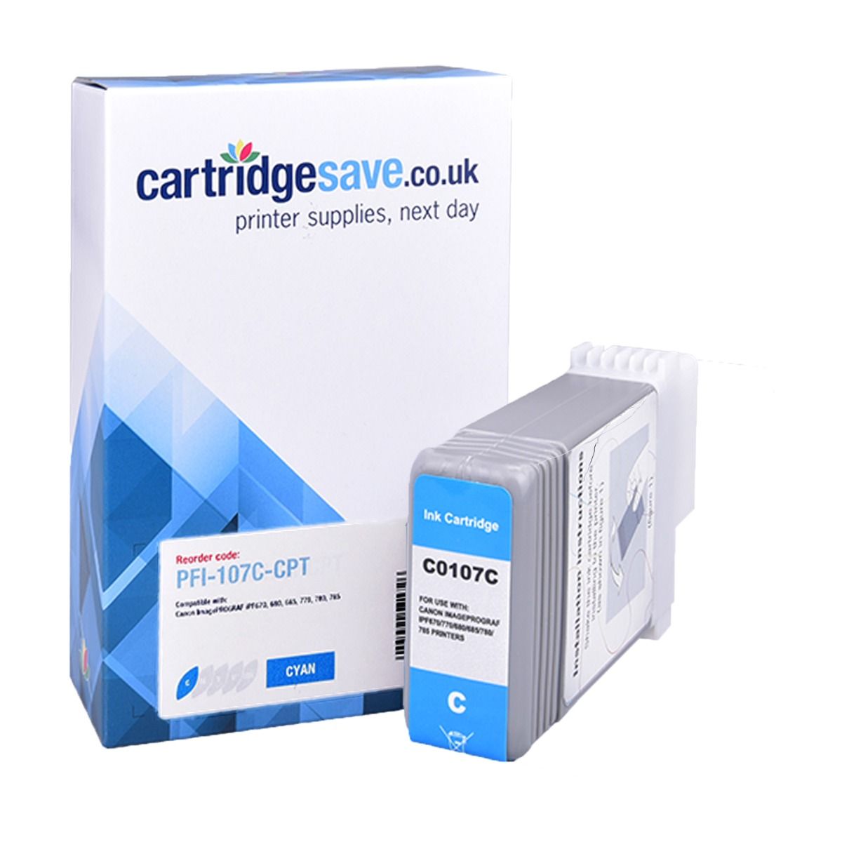 Compatible Canon PFI-107C Cyan Ink Cartridge - (6706B001AA)