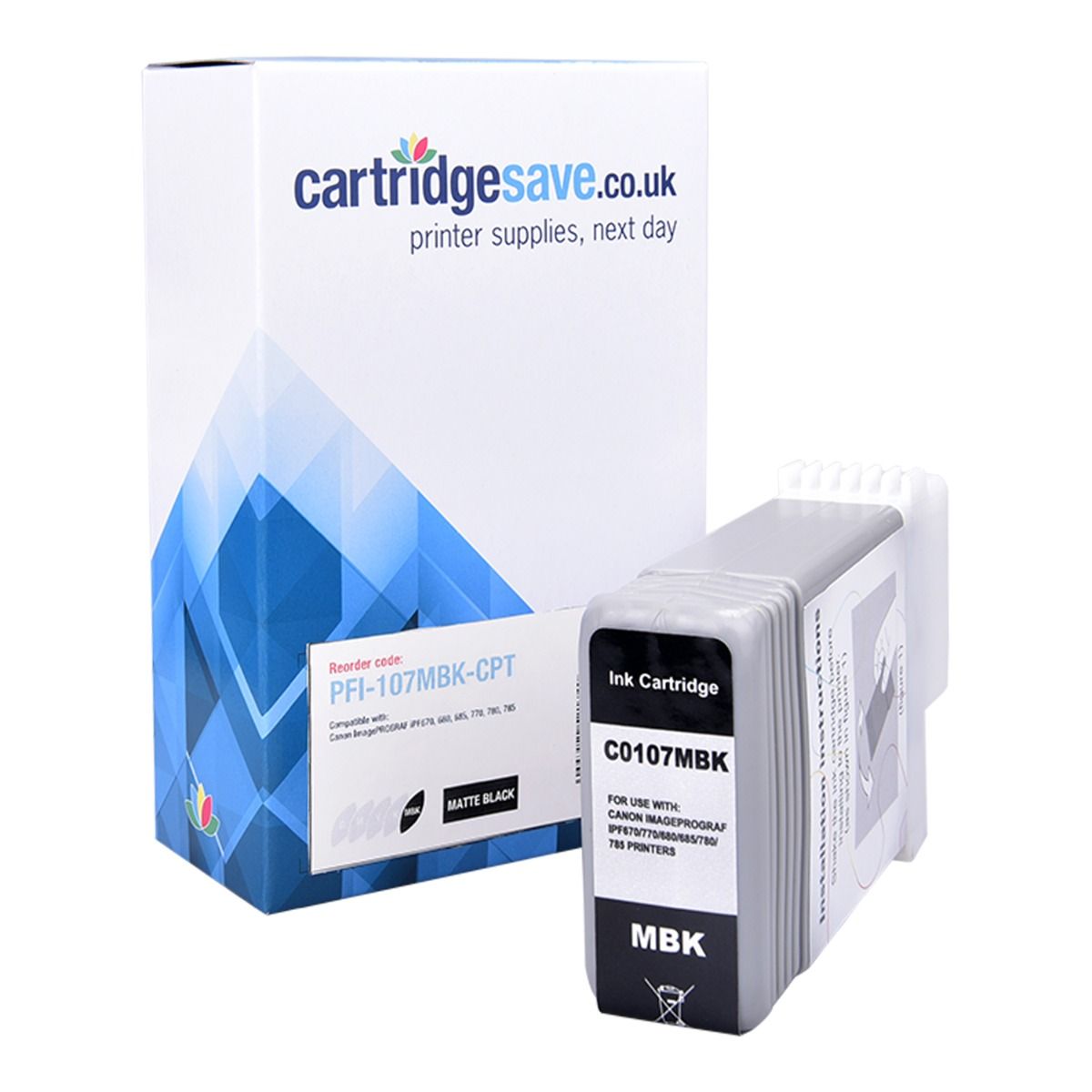 Compatible Canon PFI-107MBK Matte Black Ink Cartridge - (6704B001AA)