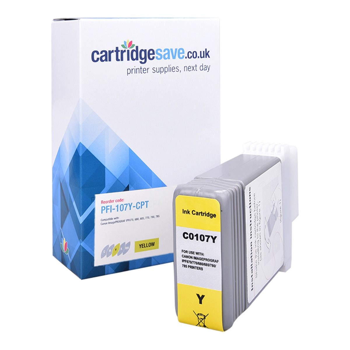 Compatible Canon PFI-107Y Yellow Ink Cartridge - (6708B001AA)