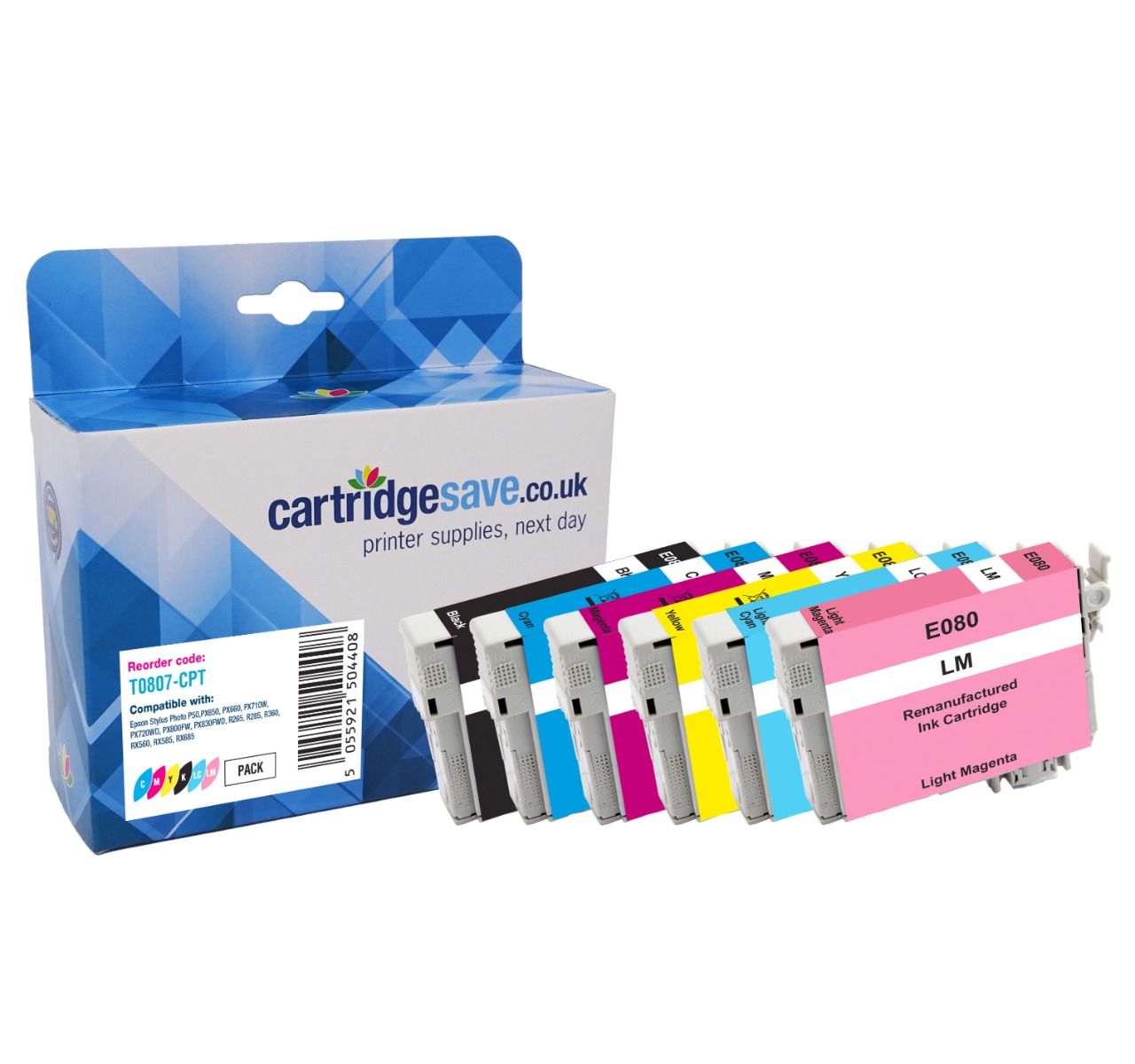 Compatible Epson T0807 6-Colour Multipack Ink Cartridge - (C13T080740 Hummingbird)