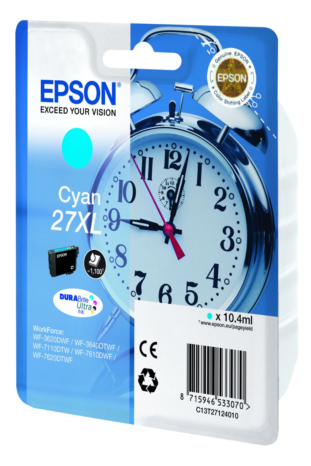 Epson 27XL High Capacity Cyan Ink Cartridge - (T2712 Alarm Clock)