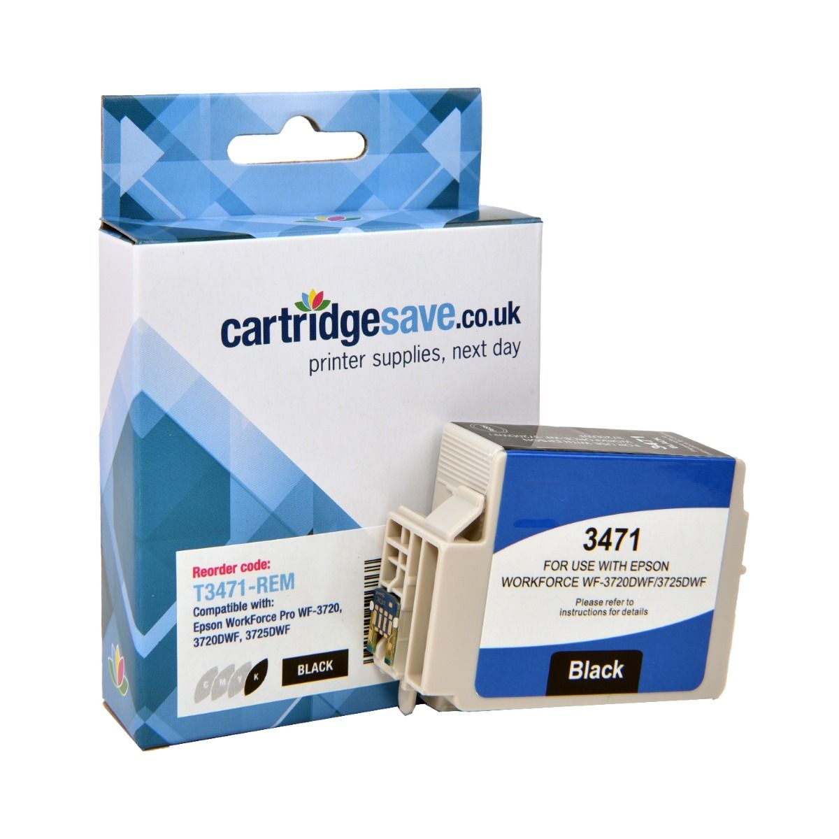 Compatible Epson 34XL High Capacity Black Ink Cartridge - (T3471 Golf Ball)