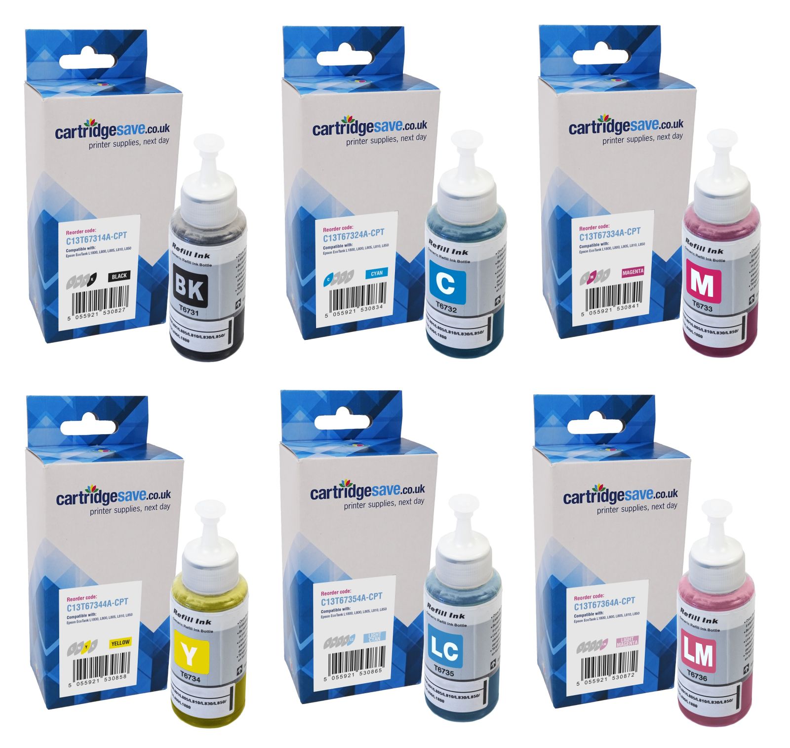 Compatible Epson T673 6 Colour Ink Bottle Multipack