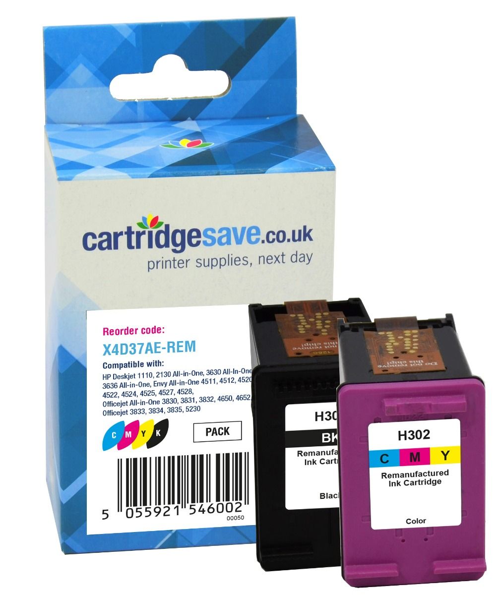 Compatible HP 302 Black & Tri-Colour Ink Cartridge Multipack - (X4D37AE)