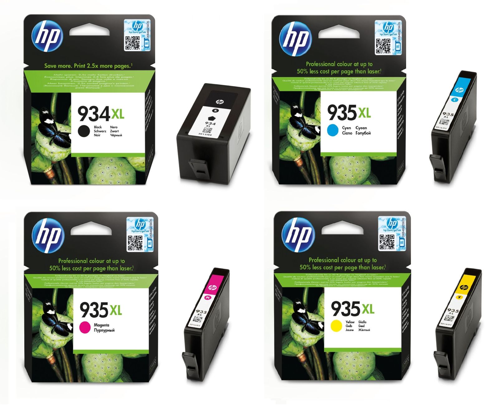 HP 934XL / HP 935XL High Capacity 4 Colour Ink Cartridge Multipack (X4E14AE)