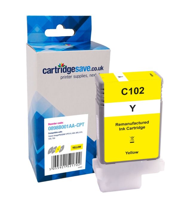 Compatible Canon PFI-102Y Yellow Ink Cartridge - (0898B001AA)