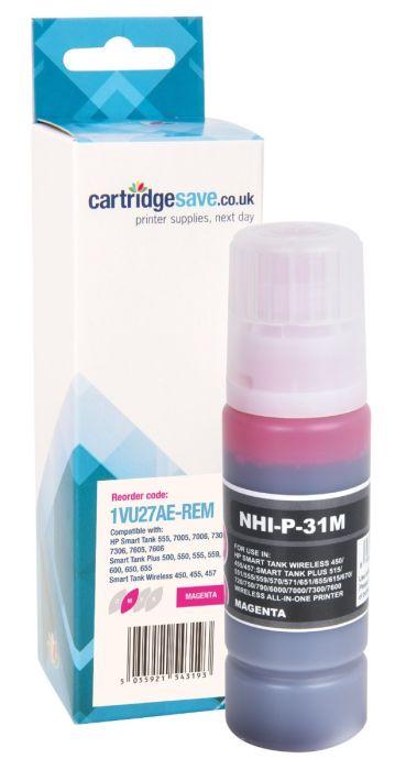 Compatible HP 31 Magenta Ink Bottle - (1VU27AE)