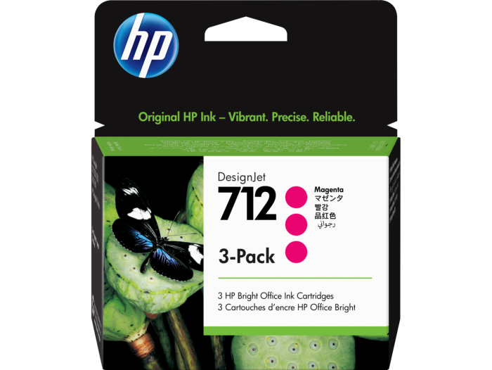 HP 712 3 Pack Magenta Ink Cartridge (3ED78AE)