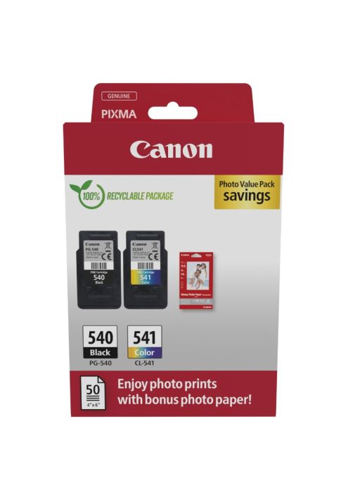 Canon 5225B013 Ink Cartridges & Glossy Photo Paper Pack - (PG-540 / CL-541)