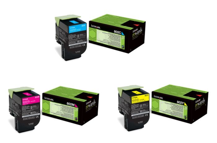 Lexmark 802 3 Colour Return Program Toner Cartridge Multipack