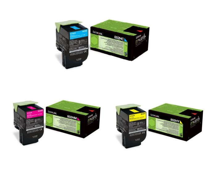 Lexmark 802H 3 Colour High Capacity Return Program Toner Cartridge Multipack