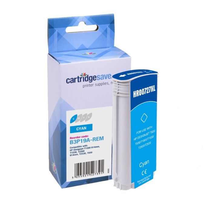 Compatible HP 727 High Capacity Cyan Ink Cartridge - (B3P19A)