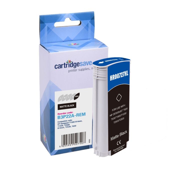 Compatible HP 727 High Capacity Matte Black Ink Cartridge - (B3P22A)