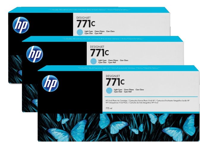 HP 771C Light Cyan Ink Cartridge Triple Pack - (B6Y36A)