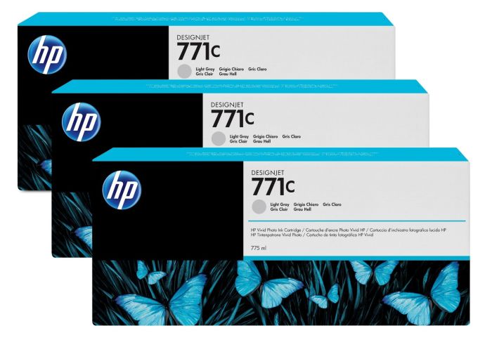 HP 771C Light Grey Ink Cartridge Triple Pack - (B6Y38A)