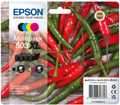 Epson 503XL High Capacity 4 Colour Ink Cartridge Multipack - (C13T09R64010 Chilli)