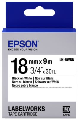 Epson C53S655006 Black on White Label Tape 18mm x 9m - (LK-5WBN)