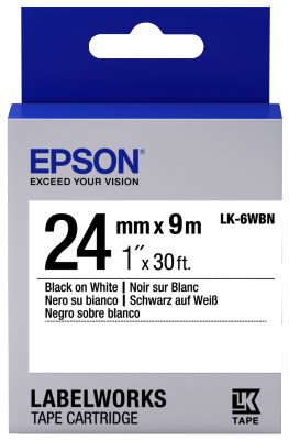 Epson C53S656006 Black on White Label Tape 24mm x 9m - (LK-6WBN)