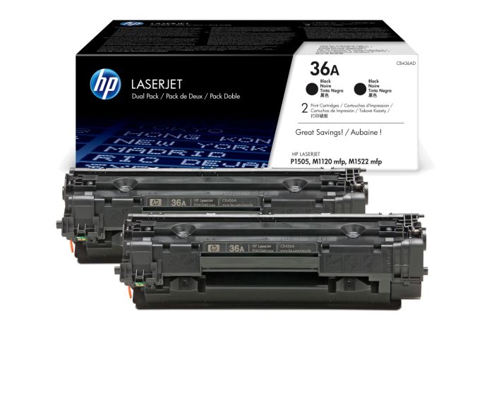 HP 36A Black Toner Cartridge Twin Pack - (CB436AD)