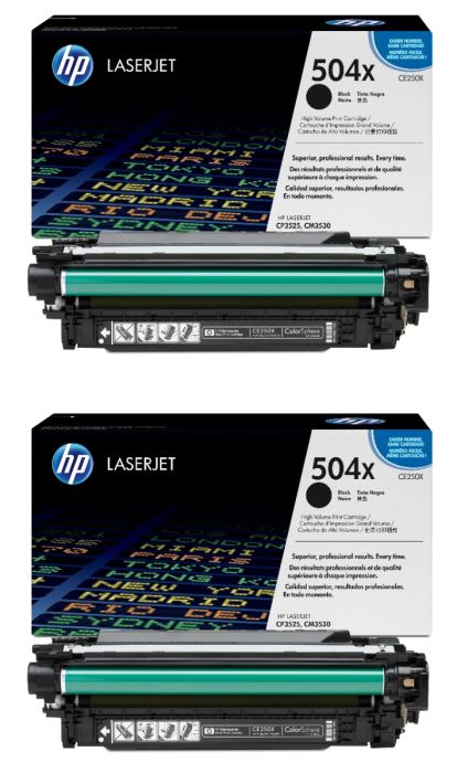 HP 504X High Capacity Black Toner Cartridge Twin Pack - (CE250XD)