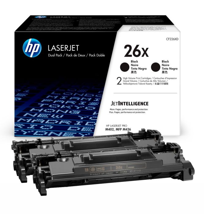 HP 26X High Capacity Black Toner Cartridge Twin Pack (CF226XD)