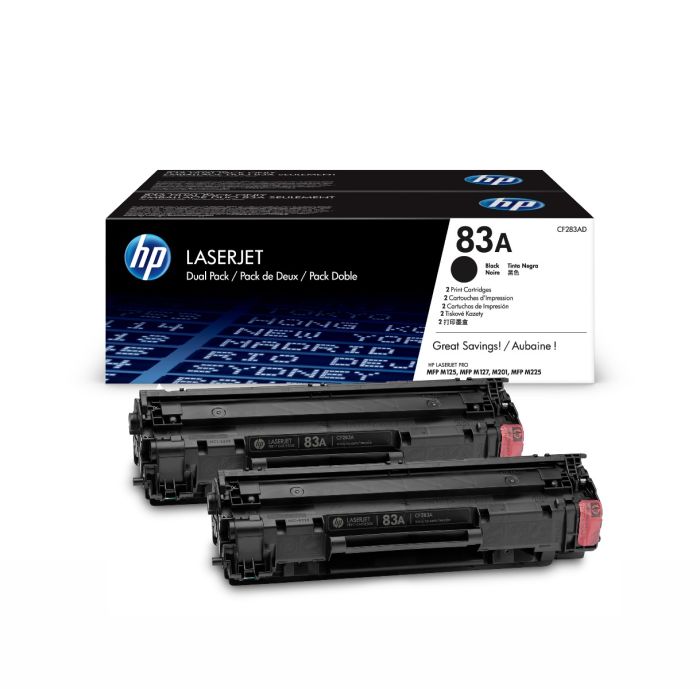 Black HP 83A Toner Cartridge Twin Pack - (CF283AD)