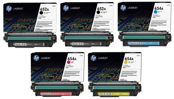 HP 5 Colour 652A / 654A Toner Cartridge Multipack