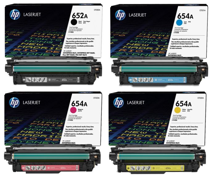 HP 4 Colour 652A / 654A Toner Cartridge Multipack