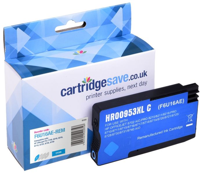 Compatible HP 953XL High Capacity Cyan Ink Cartridge - (F6U16AE)