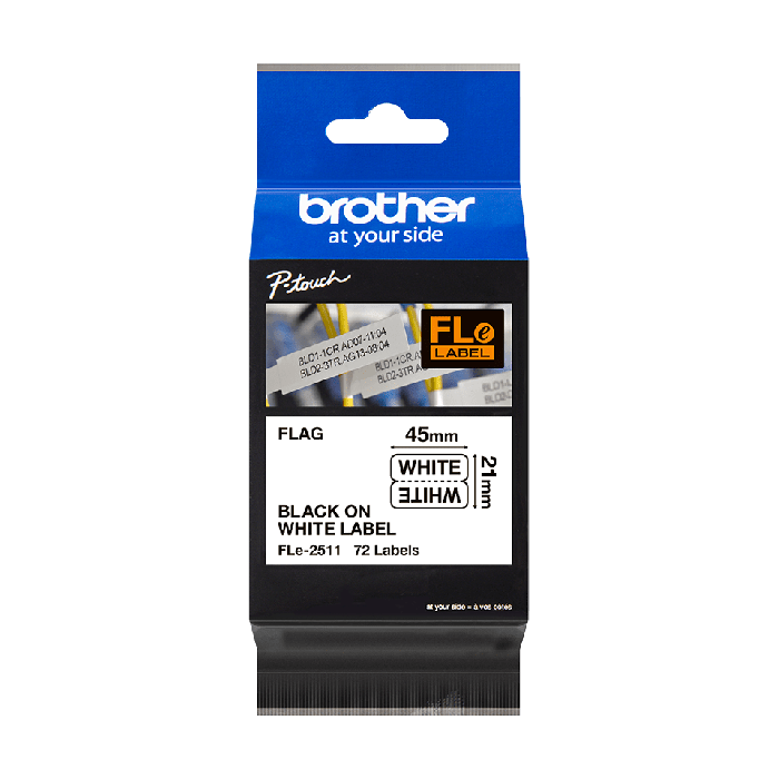 Brother FLE-2511 Black On White Die-Cut Tape Cassette 21mm x 45mm