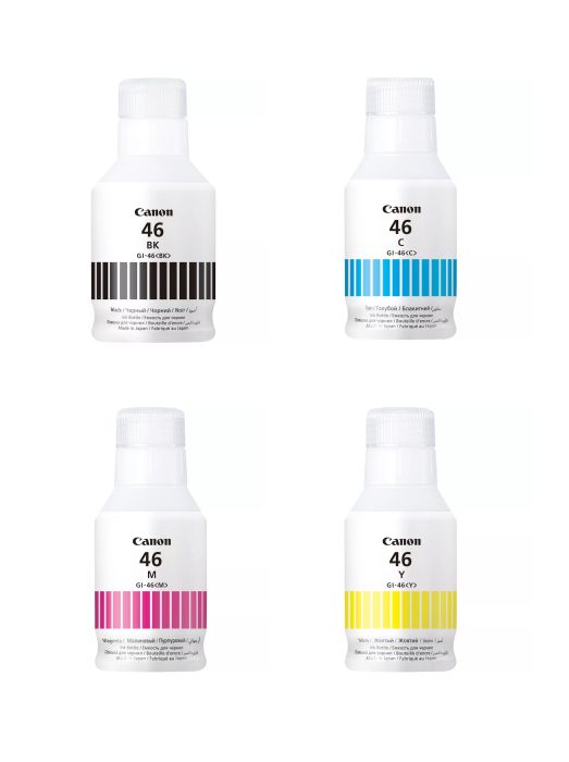 Canon GI-46 4 Colour Ink Bottle Multipack (GI-46PGBK, GI-46C, GI-46M, GI-46Y)