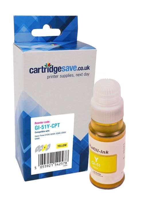 Compatible Canon GI-51 Yellow Ink Bottle - (GI-51Y)