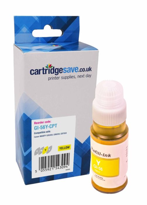 Compatible Canon GI-56 Yellow Ink Bottle - (GI-56Y)