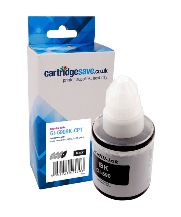 Compatible Canon GI-590BK Black Ink Bottle - (1603C001)