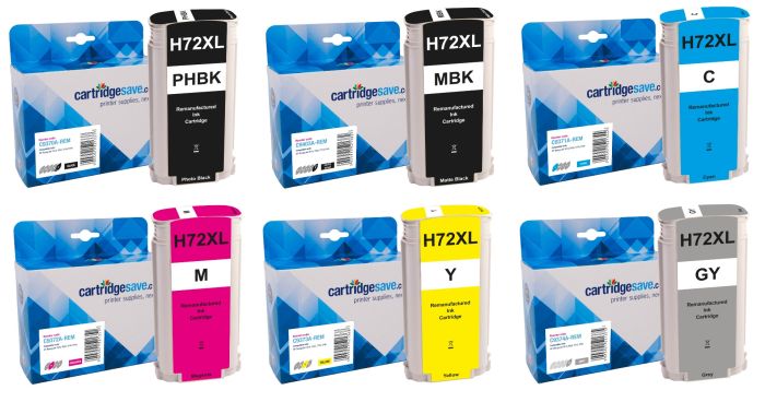 Compatible HP 72 High Capacity 6 Colour Ink Cartridge Multipack