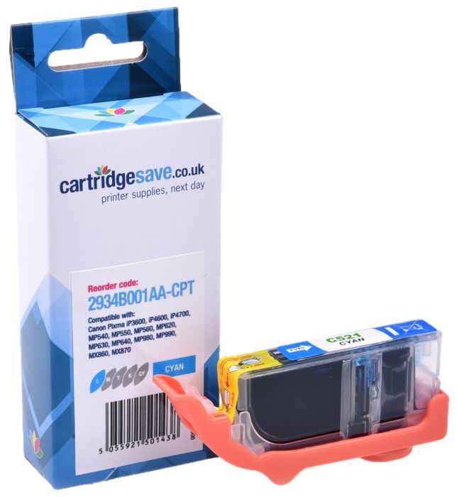 Compatible Canon CLI-521C Cyan Ink Cartridge - (2934B001AA)