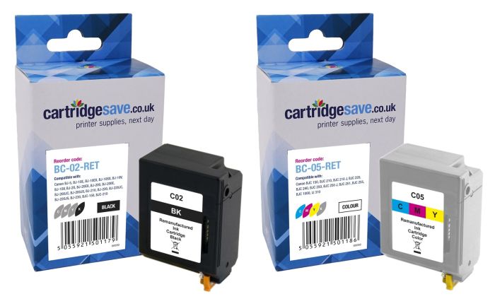 Compatible Canon BC-02 / BC-05 Black & Tri-Colour Ink Cartridge Multipack