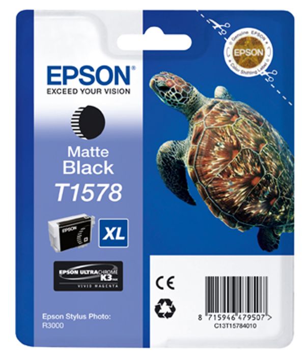 Epson T1578 Matte Black Ink Cartridge - (C13T157840 Turtle)