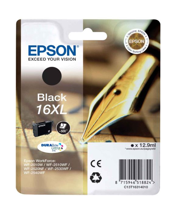 Epson 16XL Black High Capacity Ink Cartridge - (T1631 Pen and Crossword)