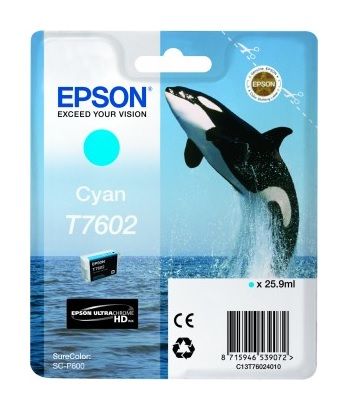 Epson T7602 Cyan Ink Cartridge - (C13T760240 Killer Whale)