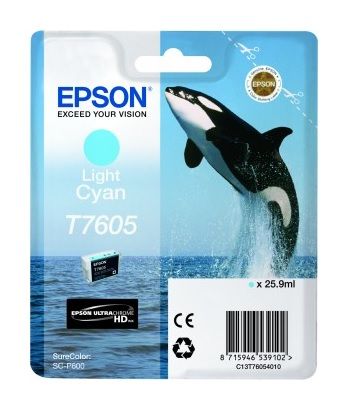 Epson T7605 Light Cyan Ink Cartridge - (C13T760540 Killer Whale)