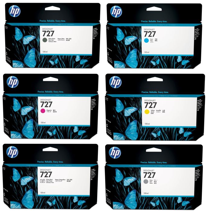 HP 727 High Capacity 6 Colour Ink Cartridge Multipack