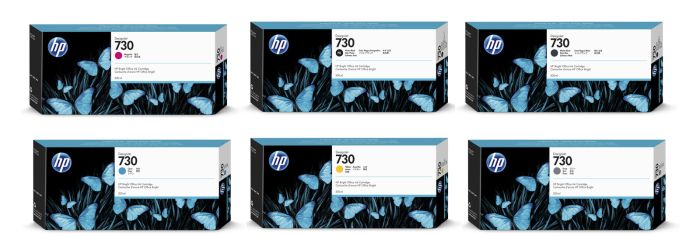 HP 730 High Capacity 6 Colour Ink Cartridge Multipack